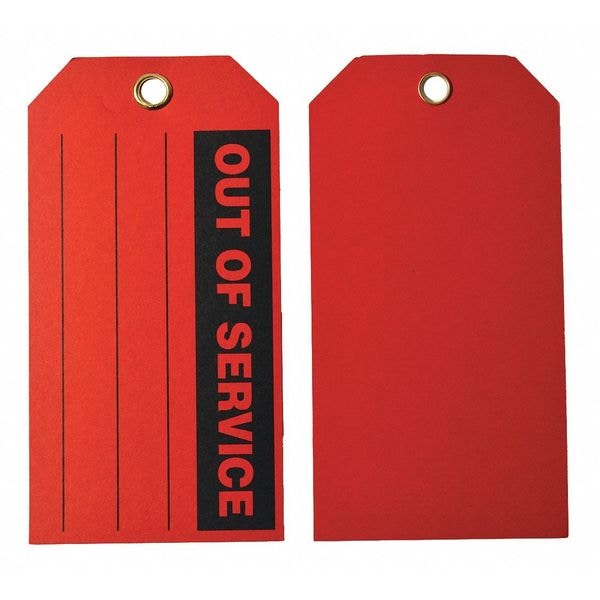 Zoro Select Out Of Svce Tag, 3 x 5-3/4 In, Bk/R, PK100 - 4ZH20