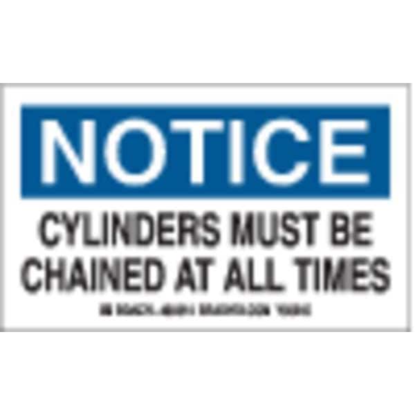 Brady Gas Cylinder Label, 3 In. H, 5 In. W, PK10, 60314 - 60314