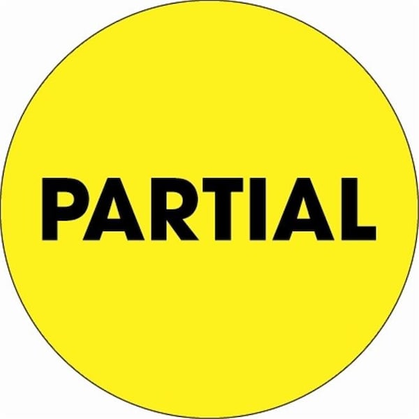 Box Partners Tape Logic DL1277 2 in. Circle - Partial Fluorescent Yellow Labels - Roll of 500 - DL1277