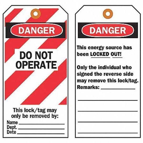 Brady Danger Tag, 5-3/4 x 3 In, OSHA, Brs, PK25, 66067 - 66067