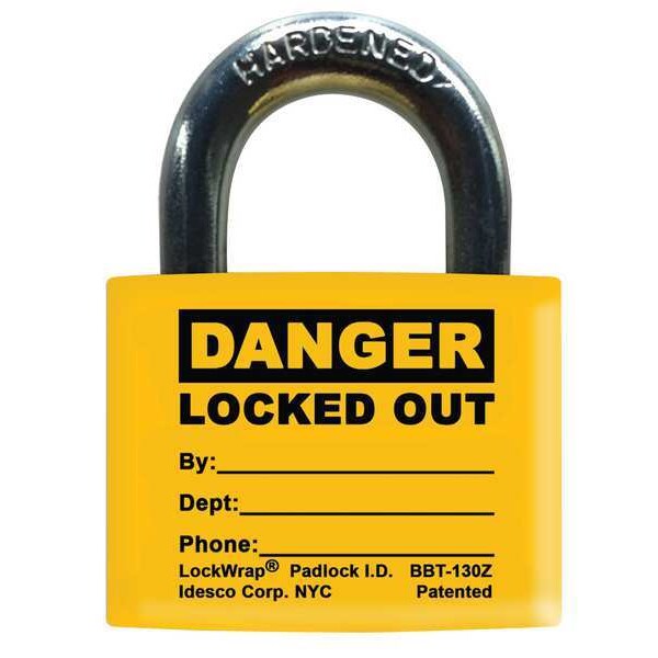 Idesco Padlock Label, 1-5/8inHx1-1/2inW, PK25, LMBBT127AAC - LMBBT127AAC