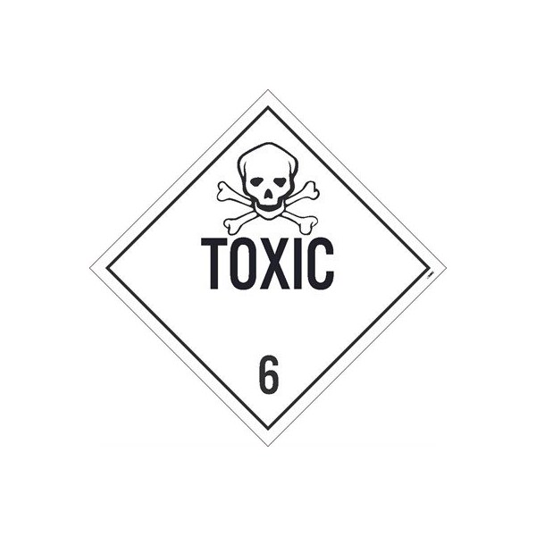 Nmc Toxic 6 Dot Placard Sign, Pk10, Material: Pressure Sensitive Removable Vinyl .0045 - DL87PR10