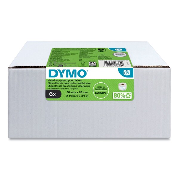 Dymo Veterinary Prescription Labels for LabelWriter Label Printers, 2.75x2.12, Black/White, 2400PK - 2187328