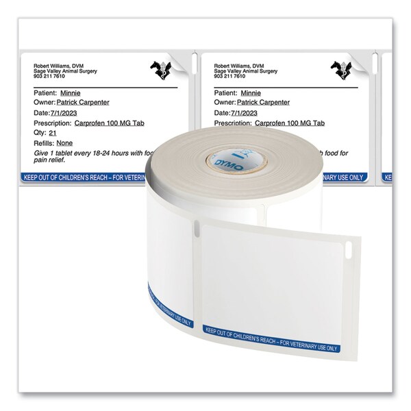 Dymo Veterinary Prescription Labels for LabelWriter Label Printers, 2.75x2.12, Black/White, 2400PK - 2187328
