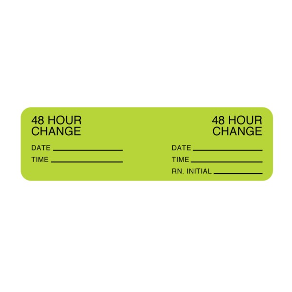 Nevs Hourly IV Tubing Label - I.V.Set 48 Hours Only 7/8"x3" Flr Chart w/Blk - NTUBE-5324