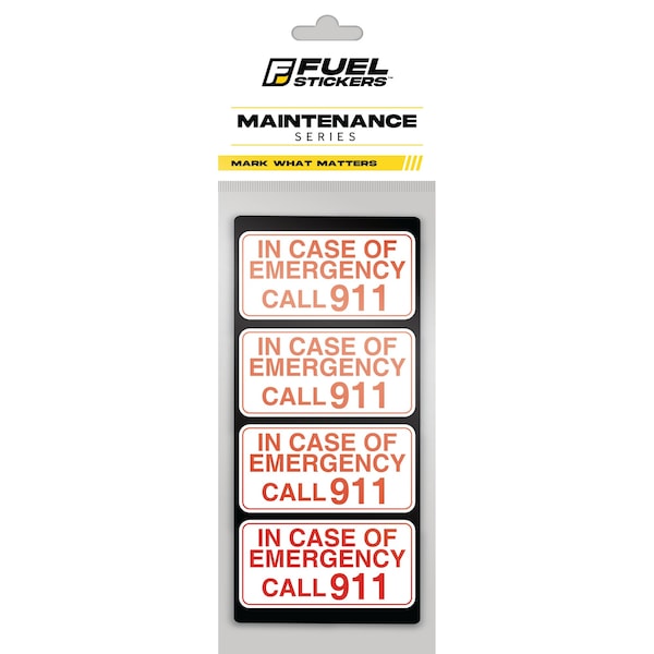 Fuel Stickers Emergency Call 911 Stickers, Heavy-Duty Labels for Workplace and Health Safety, 2in x 1in, 20PK - Z-2X1CALL911-20PK