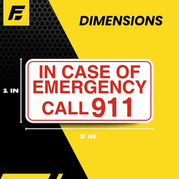 Fuel Stickers Emergency Call 911 Stickers, Heavy-Duty Labels for Workplace and Health Safety, 2in x 1in, 20PK - Z-2X1CALL911-20PK