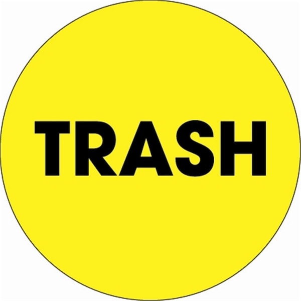 Bondad 2 in. Circle - Trash Fluorescent Yellow Labels - Roll of 500 - BO3349936