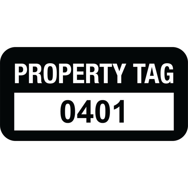 Lustre-Cal VOID Label PROPERTY TAG Black 1.50in x 0.75in  Serialized 0401-0500, 100PK - 253774VO1K0401