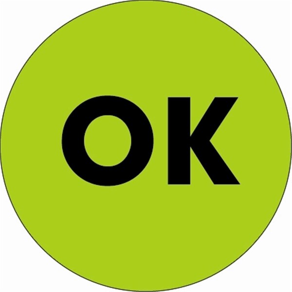 Bondad 2 in. Circle - OK Fluorescent Green Labels - Roll of 500 - BO3344880