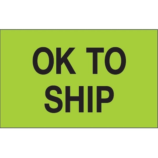 Bondad 1.25 x 2 in. - OK To Ship Fluorescent Green Labels - BO3356873