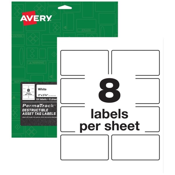 Workstationpro 3.75 x 2 in.  PermaTrack Destructible Asset Tag Labels, 64PK - TH3758254