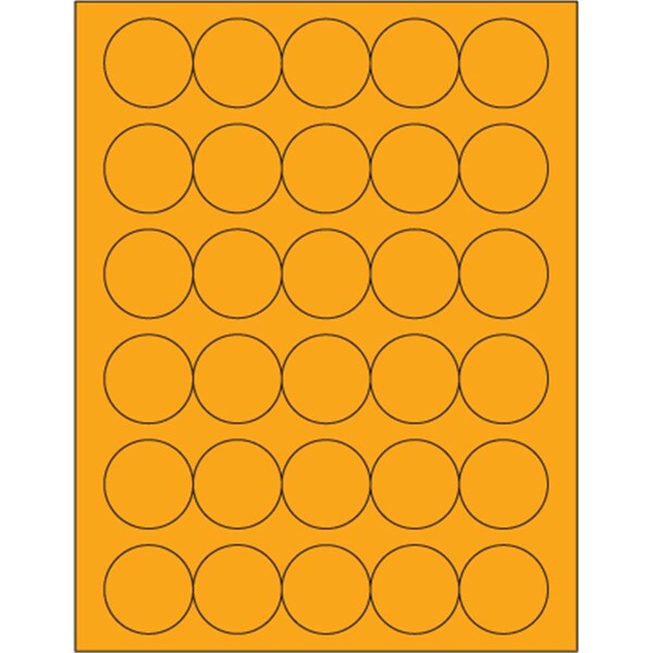 Bondad 1.5 in. Fluorescent Orange Circle Laser Labels, 3000PK - BO2822229