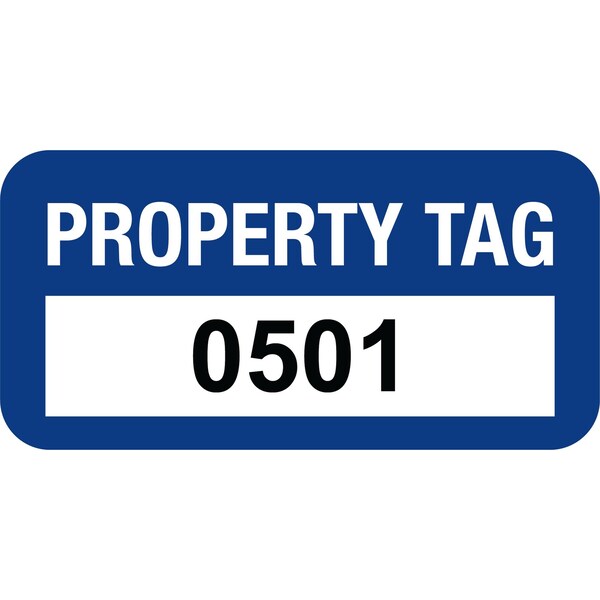 Lustre-Cal VOID Label PROPERTY TAG Dark Blue 1.50in x 0.75in  Serialized 0501-0600, 100PK - 253774VO1BD0501