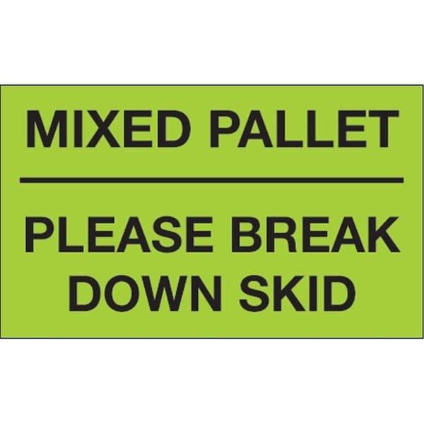 Bondad 3 x 5 in. - Mixed Pallet - Please Break Down Skid Fluorescent Green Labels - Roll of 500 - BO3349125
