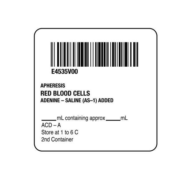 Nevs ISBT 128 Apheresis Red Blood Cells 2" x 2" - BBC-4535