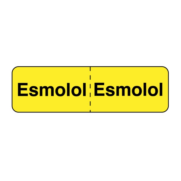 Nevs IV Drug Line Label - Esmolol/Esmolol 7/8" x 3" Yellow w/Black - N-8109