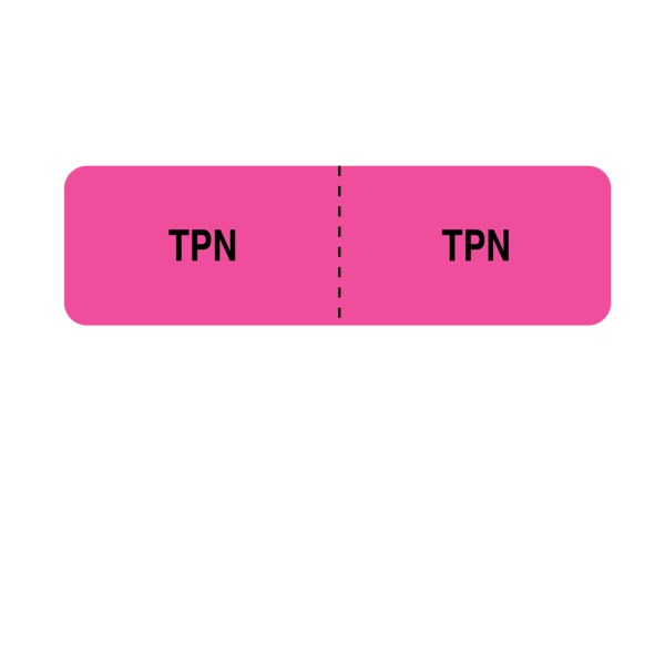 Nevs IV Drug Line Label - TPN/TPN 7/8" x 3" Flr Pink w/Black - N-16547
