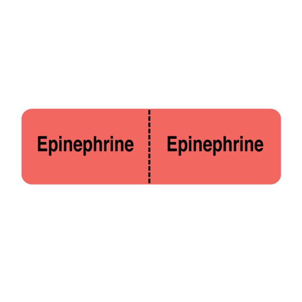 Nevs IV Drug Line Label - Epinephrine/Epinephrine 7/8" x 3" Flr Red w/Black - N-1326