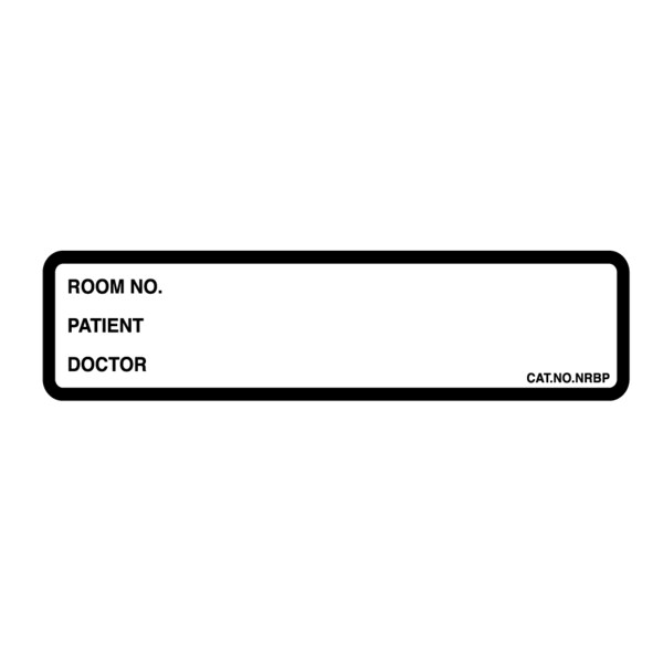 Nevs Printed Chart Labels -Room #, Doctor 1-3/8" x 5-3/8" White w/Black - NRBP-WHITE