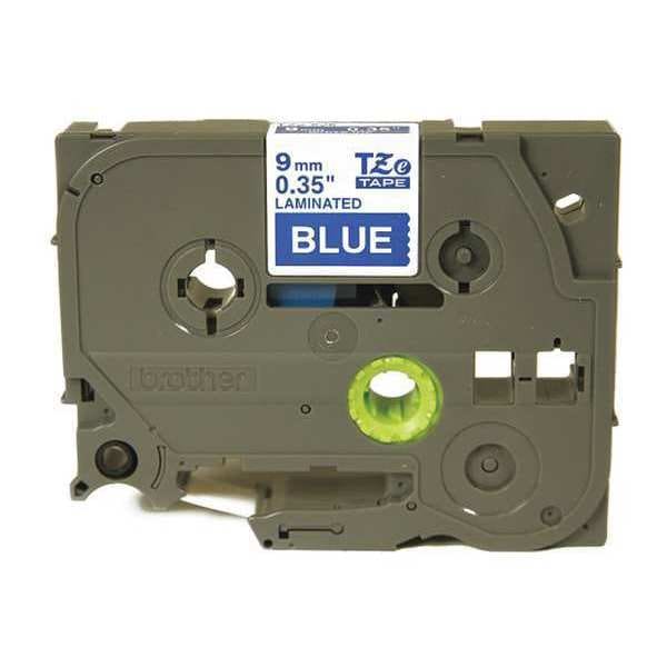 Brother Label Tape Cartridge, White on Blue, Labels/Roll: Continuous - TZE525
