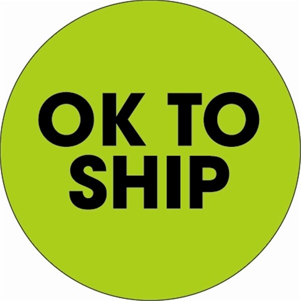 Bondad 2 in. Circle - Ok To Ship Fluorescent Green Labels - Roll of 500 - BO3356909