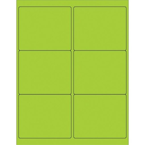 Box Partners Box Partners LL180GN 4 x 3.33 in. Fluorescent Green Rectangle Laser Labels - Pack of 600 - LL180GN