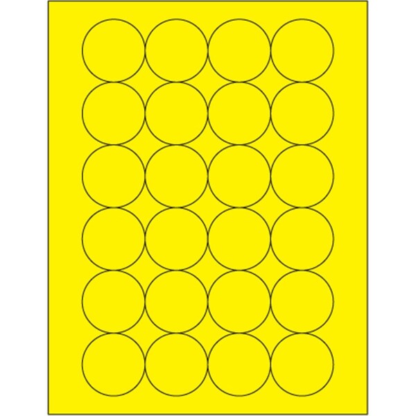 Bondad 1.66 in. Fluorescent Yellow Circle Laser Labels, 2400PK - BO2820040