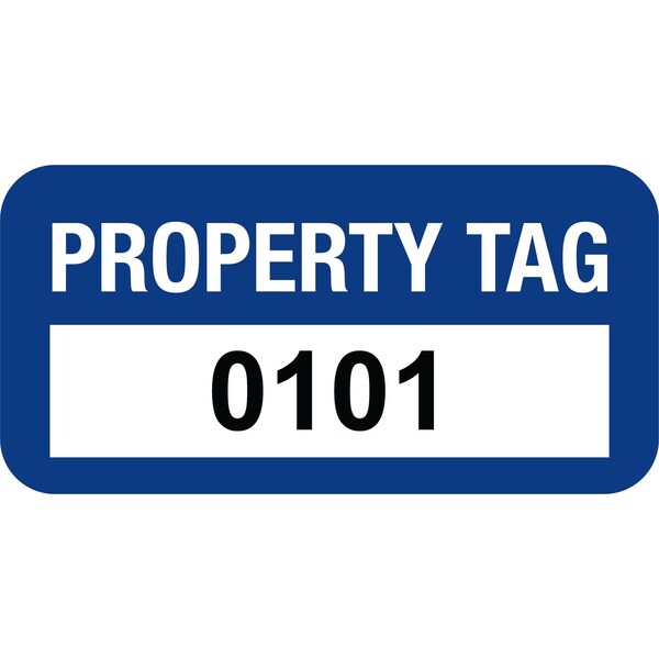 Lustre-Cal VOID Label PROPERTY TAG Dark Blue 1.50in x 0.75in  Serialized 0101-0200, 100PK - 253774VO1BD0101