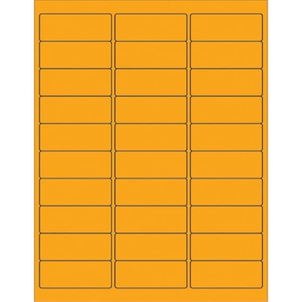 Box Partners Box Partners LL173OR 2.63 x 1 in. Fluorescent Orange Rectangle Laser Labels - Pack of 3000 - LL173OR