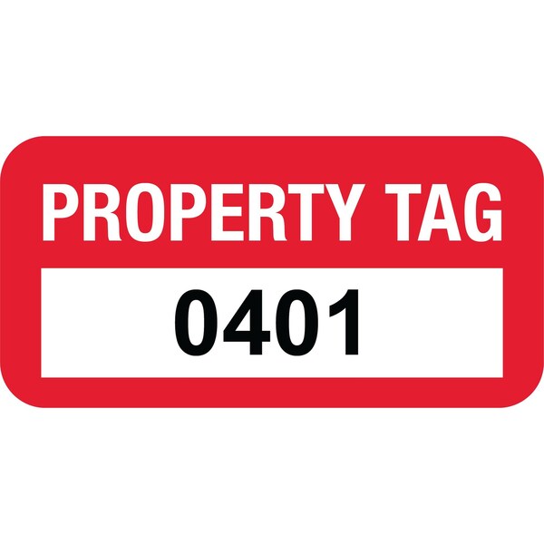 Lustre-Cal VOID Label PROPERTY TAG Dark Red 1.50in x 0.75in  Serialized 0401-0500, 100PK - 253774VO1RD0401