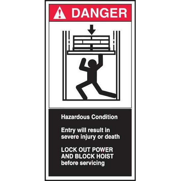 Accuform Danger Label, CEMA Hoist, 6x3 in, Adhesive Vinyl, 5/PK - LECN173
