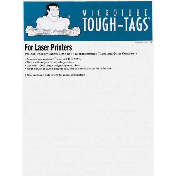 Diversified Biotech Tough-Tags, Laser Sheets, 0.94 x 0.5 Inch Labels for 0.5-0.65ml Tubes, Green, 2975/pk, 2975PK - 247193G
