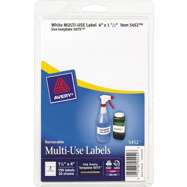 Avery Label, Remv, 4X1-1/2, We, 150 150PK - AVE05452