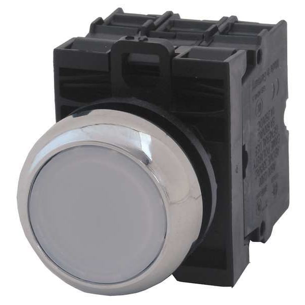 Botón pulsador iluminado Eaton, 22 mm, 2NC, Blanco - M22M-DL-W-K20-230W
