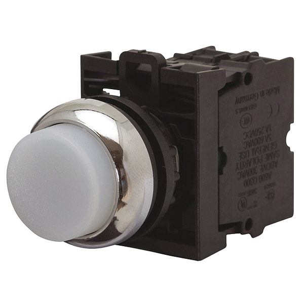 Botón pulsador Eaton, 22.5 mm, 2NO, Blanco - M22-DLH-W-K20-230W