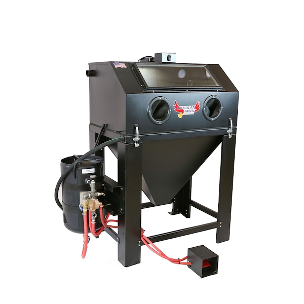 American Hawk Industrial Sandblast Media Cabinet 36"W x 24"D With Pressure Pot and Dust Collector - A2022PZOR