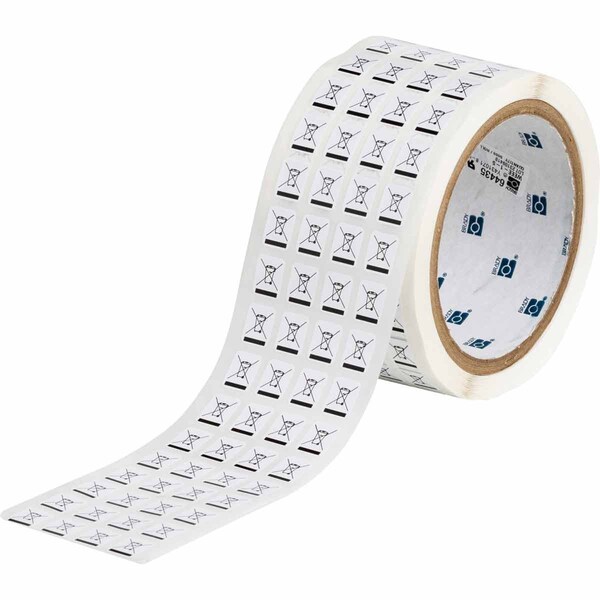 Brady WEEE Labels, 0.5in H x 0.4in W, Roll of 5000 Labels, Black on White - WEEE-1-5