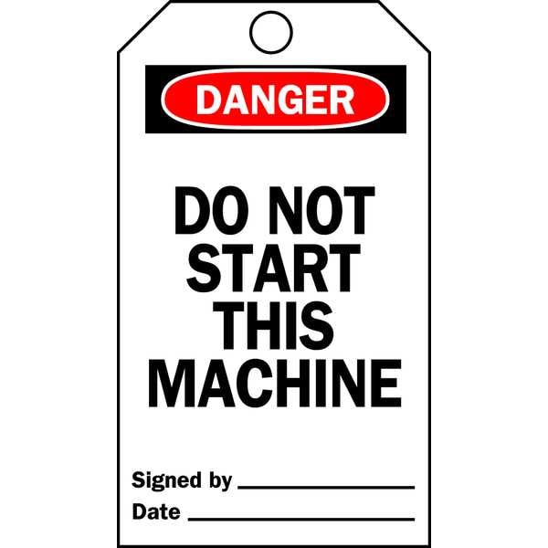 Brady Danger Tag, 5-3/4 x 3 In, Vinyl, Met, PK25 - 76188