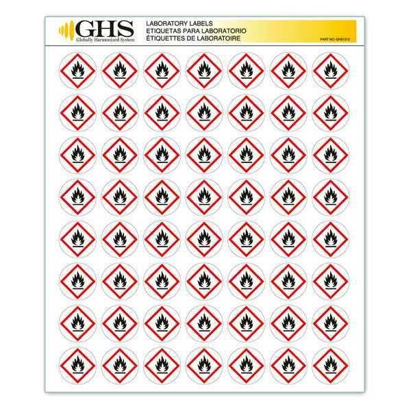 Ghs Safety Label, Gloss Paper, Flame, PK1120 - GHS1212