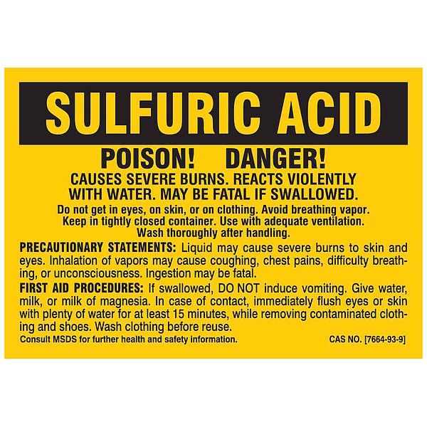 Brady Chemical Label, 2-7/8 In. W, PK25 - 7313PLS