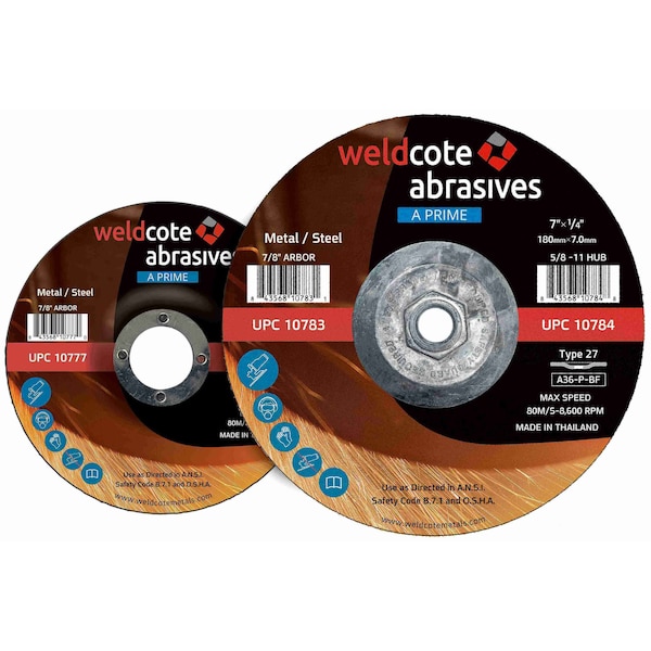A-Prime Right Angle Grinder Wheels, Grinding, PRIME &, 4-1/2in x 1/4in x 5/8-11, 10PK - 10778