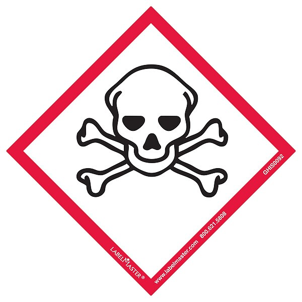 Labelmaster GHS Skull and Crossbones Lbl, 4inx4in, 50 - GHIS0092