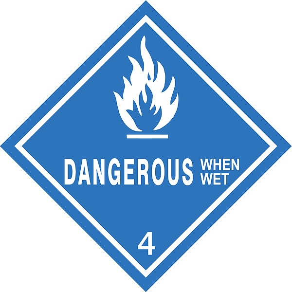 Stranco 4" x 4", DOT Label, Dangerous When Wet LegendWhite on Blue - HMSL-0044-V25