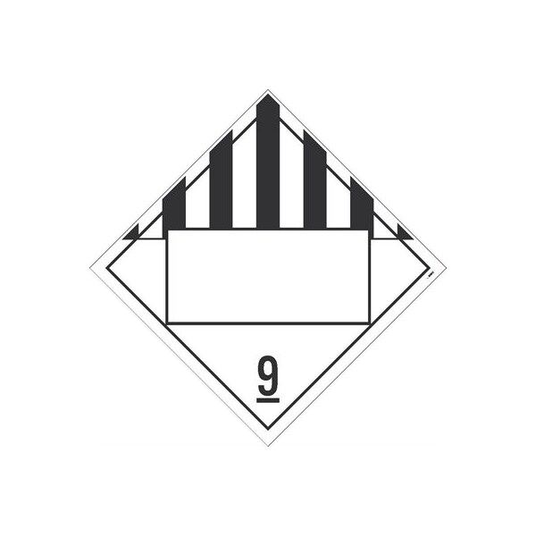 Nmc Dot Placard Sign, 9 Dangerous Goods, Blank, Pk25, Material: Pressure Sensitive Removable Vinyl .0045 - DL67BPR25