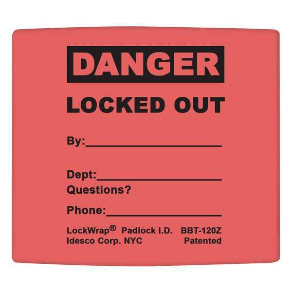 Idesco Padlock Label, 2-1/8inHx 1-1/2inW, PK25, LMBBT121AAC - LMBBT121AAC