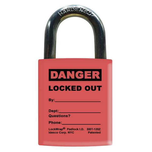 Idesco Padlock Label, 2-1/8inHx 1-1/2inW, PK25, LMBBT121AAC - LMBBT121AAC