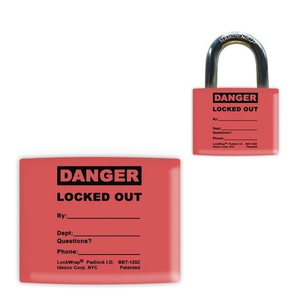 Idesco Padlock Label, 2-1/8inHx 1-1/2inW, PK25, LMBBT121AAC - LMBBT121AAC