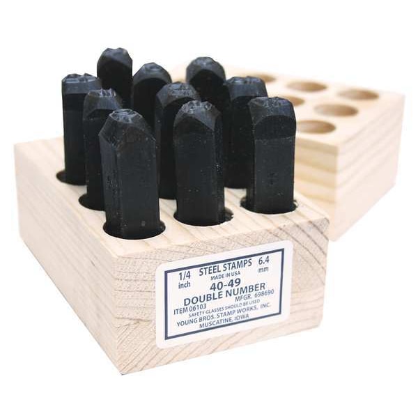 Young Bros Stamp Works Number Set, 1/4 In. H, Steel, 70 to 79 - 06103 70-79