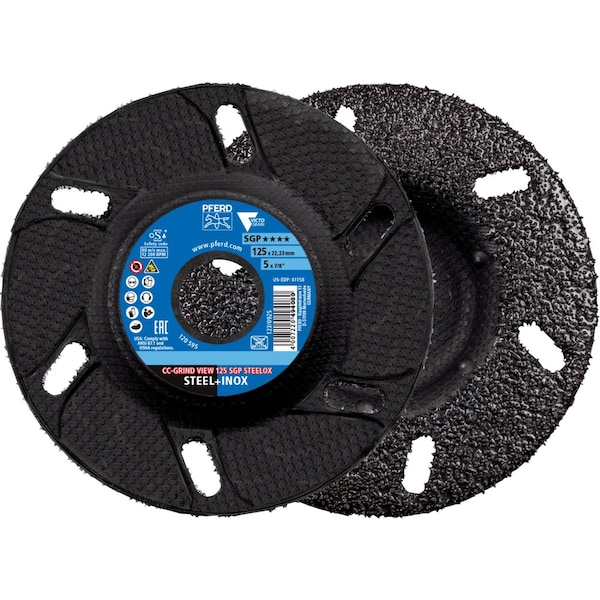 Pferd PFERD Grinding disc, CC-GRIND VIEW, 5in x 7/8, SGP STEELOX VICTOGRAIN, Ceramic - 61158